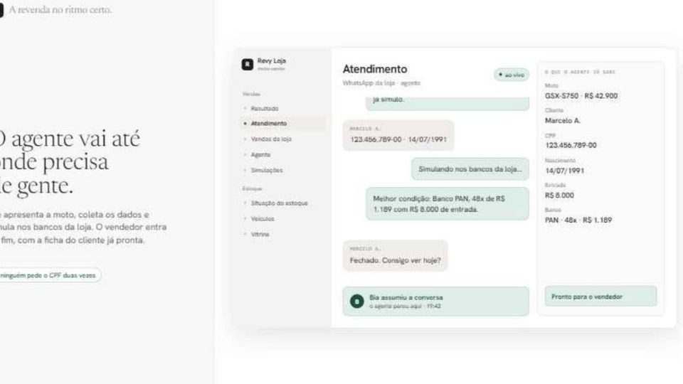 Atendimento no WhatsApp dentro do Revy Loja
